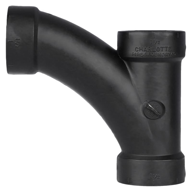 Charlotte Pipe 1-1/2 in. Hub X 1-1/2 in. D Hub ABS Long Turn Tee Wye