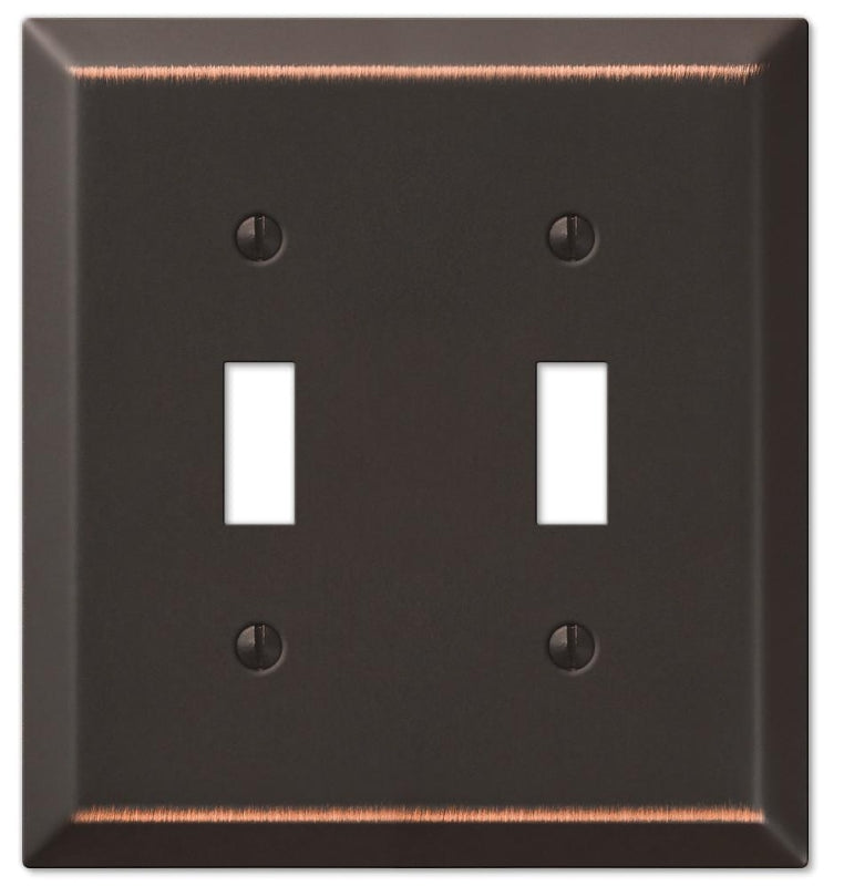 Amerelle Century Series 163TTDB Wallplate, 4-15/16 in L, 4-9/16 in W, 2-Gang, Steel, Aged Bronze, Pack of 3