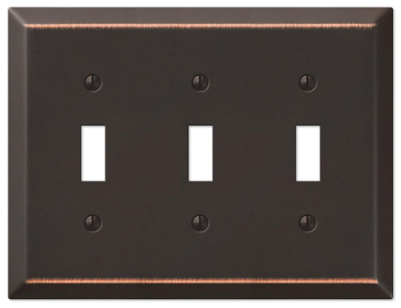 Amerelle Century Series 163TTTDB Wallplate, 5 in L, 6.4 in W, 3-Gang, Steel, Aged Bronze, Pack of 3