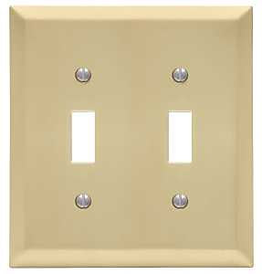Amerelle 163TTSB Wallplate, 4-15/16 in L, 4-9/16 in W, 2 -Gang, Steel, Satin Brass, Pack of 3
