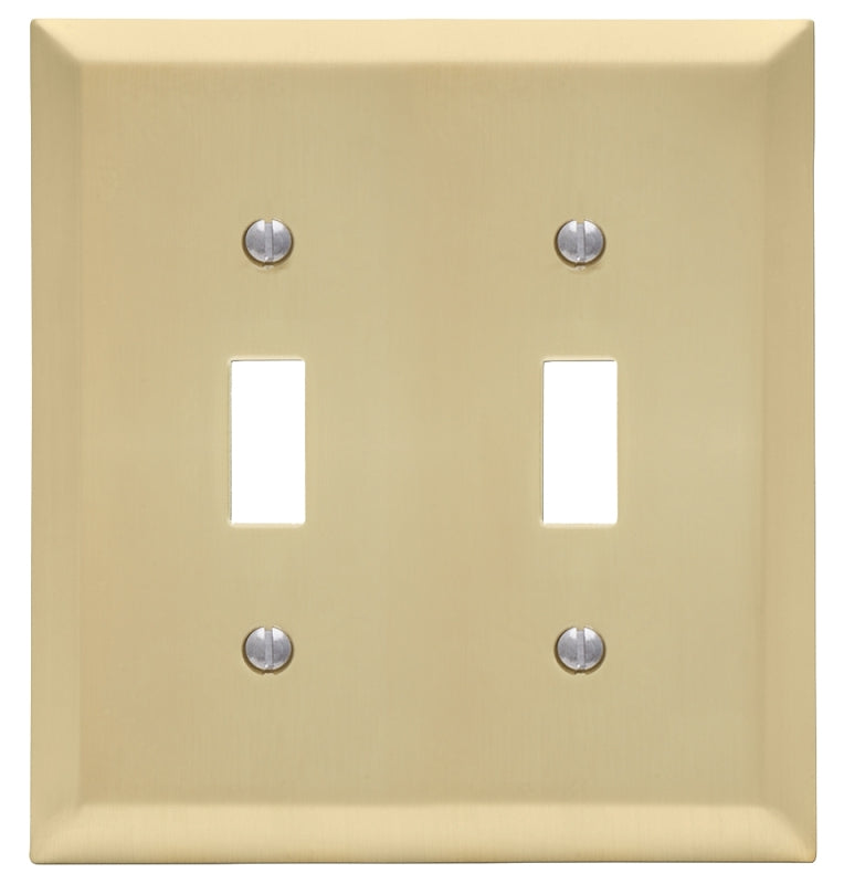 Amerelle Century Series 163TTSB Wallplate, 5 in L, 4.6 in W, 2-Gang, Steel, Satin Brass, Pack of 3