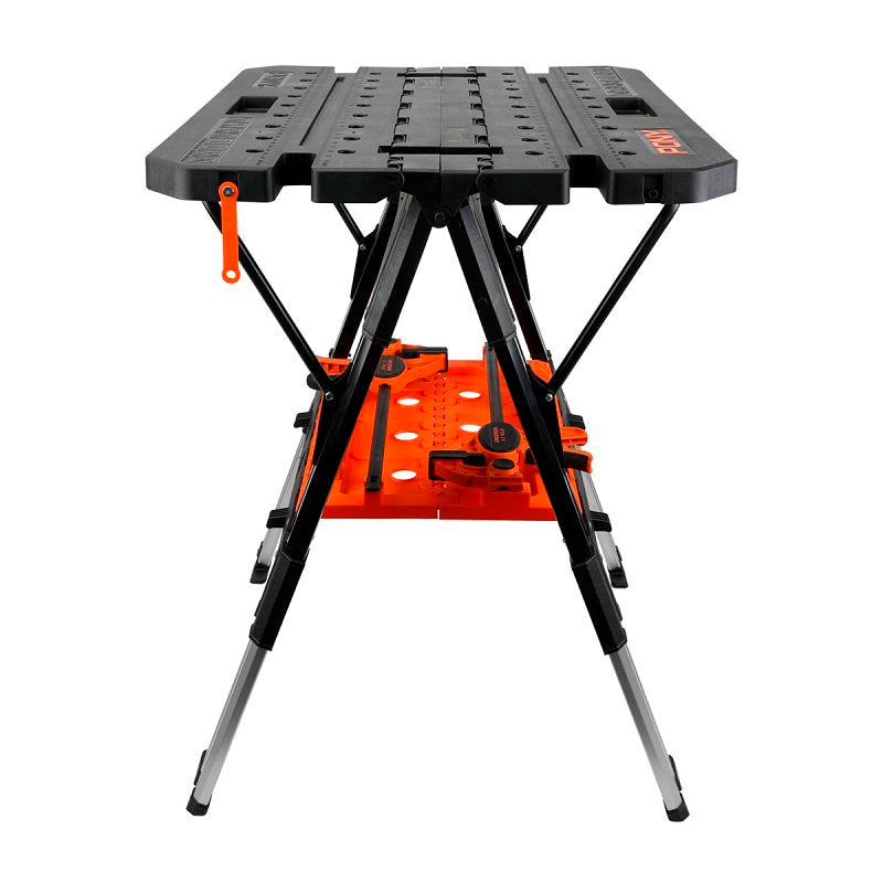 Pony 60P Worktable, 31 in OAW, 35 in OAH, 500, 1000 lb, Plastic Surface, Aluminum Frame, Black/Orange