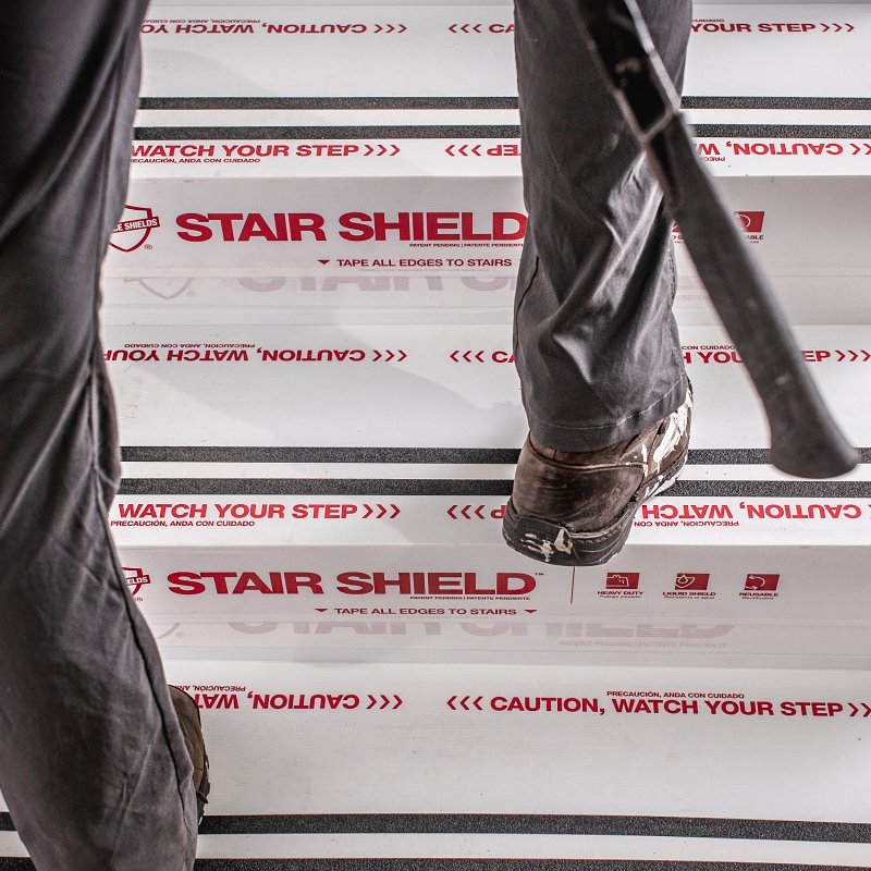 Surface Shields PLS SS 34 Stair Shield, 34 in L, 21 in W, 0.1 mm Thick, Polypropylene, White, Pack of 24