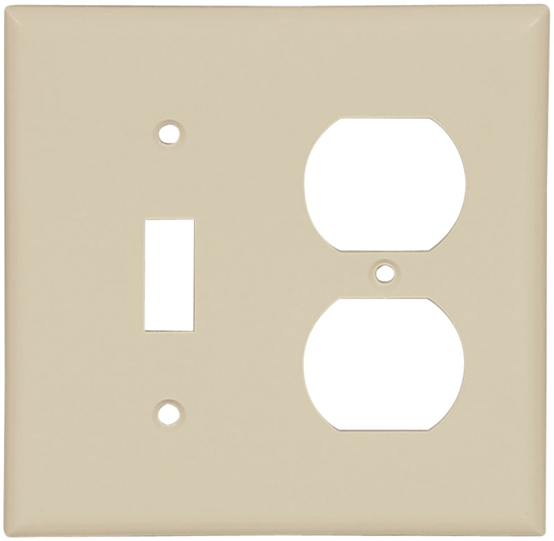 Eaton 2138V-BOX Combination Wallplate, 4-1/2 in L, 4-9/16 in W, Standard, 2-Gang, Thermoset, Ivory, High-Gloss, Flush, Pack of 10