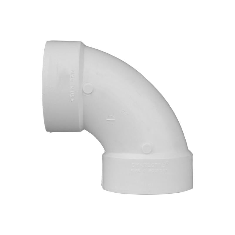 Charlotte Pipe Schedule 30 3 in. Hub X 3 in. D Hub PVC 90 Degree Elbow 1 pk