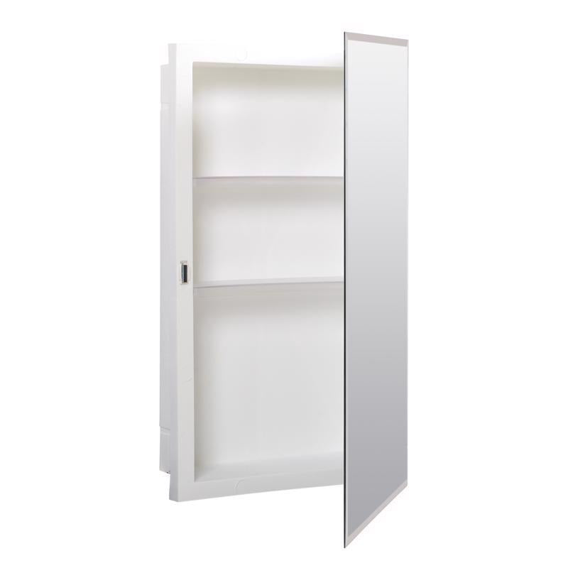 Zenith EM115 Medicine Cabinet, 16 in OAW, 4-1/2 in OAD, 26 in OAH, Plastic, 2-Shelf