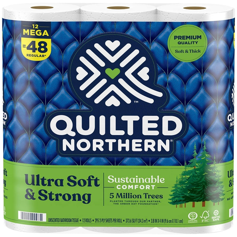Quilted Northern 94676 Toilet Tissue, 3.8 x 4 in Sheet, Ultra Soft & Strong, 2-Ply, Paper, Pack of 4