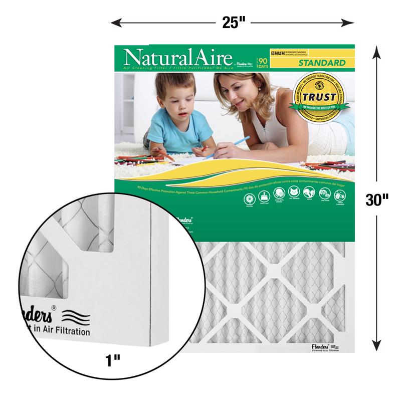 NaturalAire 25 in. W X 30 in. H X 1 in. Synthetic 8 MERV Pleated Air Filter 1 pk, Pack of 12