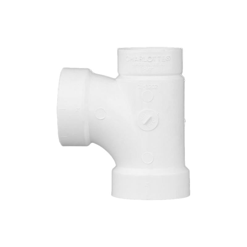 Charlotte Pipe Schedule 40 2 in. Hub X 1-1/2 in. D Spigot PVC Sanitary Tee 1 pk