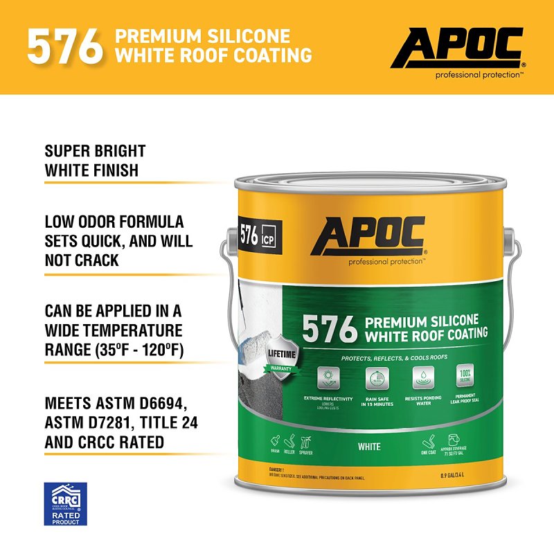 APOC AP-5761 Premium Roof Coating, White, 1 gal, Liquid, Pack of 4
