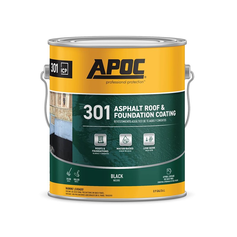 APOC AP-301 Series AP-3011 Asphalt Roof and Foundation Coating, Black, 1 gal, Pail, Liquid, Pack of 4