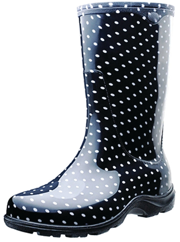 Sloggers 5013BP-10 Rain and Garden Boots, 10, Polka Dot, Black/White, Plastic Resin Upper