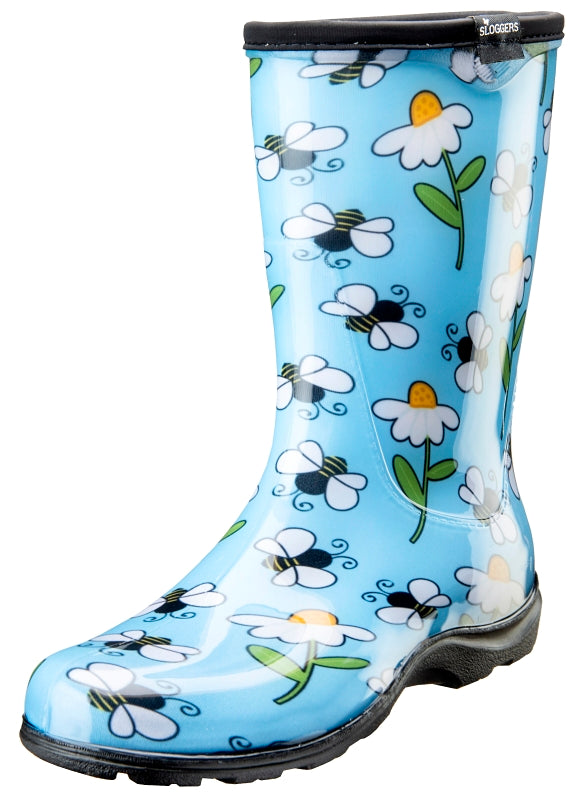 Sloggers 5020BEEBL10 Rain and Garden Boots, 10, 15-1/2 in W, Bee, Blue, Plastic Resin Upper