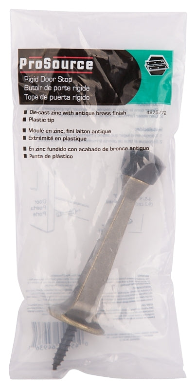 ProSource CL-208P-AB-PS Heavy-Duty Rigid Door Stop, 1 in Dia Base, 3 in Projection, Die-Cast Zinc & Plastic