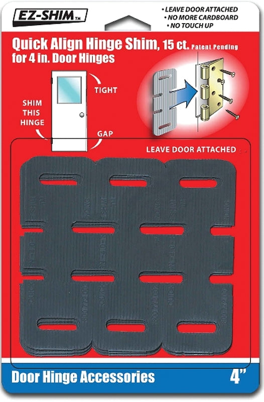 EZ Shim HS400BP Hinge Shim, 4 in L x 1.3 in W x 0.06 in Thick Dimensions, Plastic