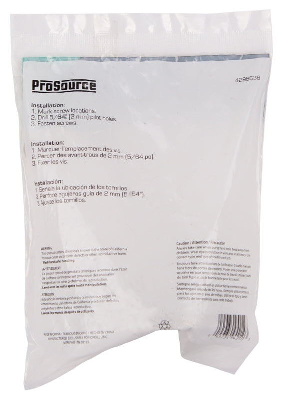 ProSource H-031-SN Coat and Hat Hook, 33 lb, 2-Hook, 1 in Opening, Zinc, Satin Nickel