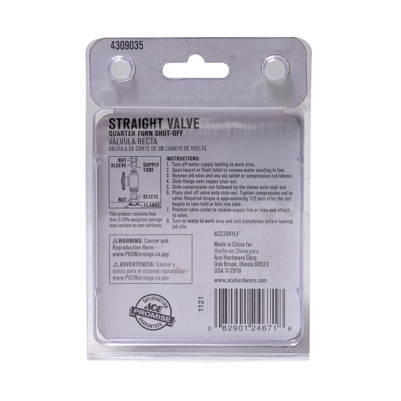 Ace 5/8 in. FPT X 3/8 in. MPT Brass Shut-Off Valve