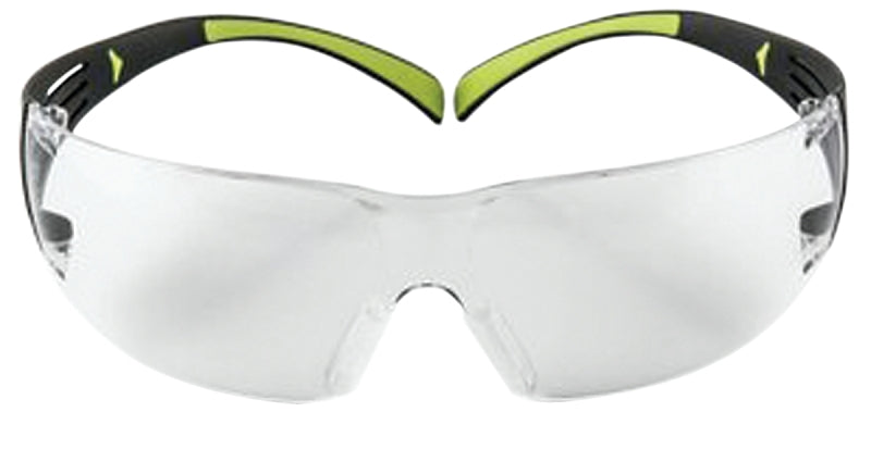 3M SF400C-WV-6 Safety Eyewear, Clear Lens, Neon Green/Black Frame, Anti-Fog, Scratch-Resistant Lens