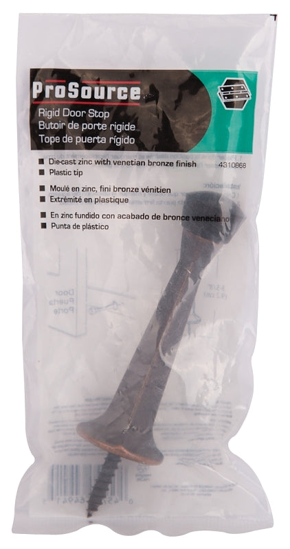 ProSource CL-208P-VB-PS Heavy-Duty Rigid Door Stop, 1 in Dia Base, 3 in Projection, Die-Cast Zinc & Plastic