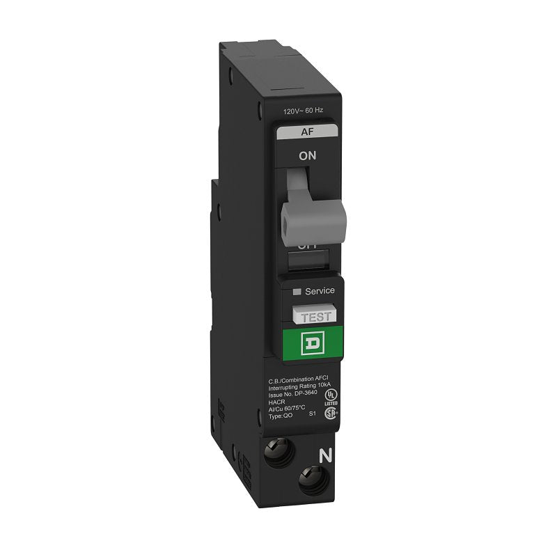 Square D QO QO115PAFC Miniature Circuit Breaker, Combination Arc Fault, 15 A, 1-Pole, 120 VAC, Plug-In, Pack of 3