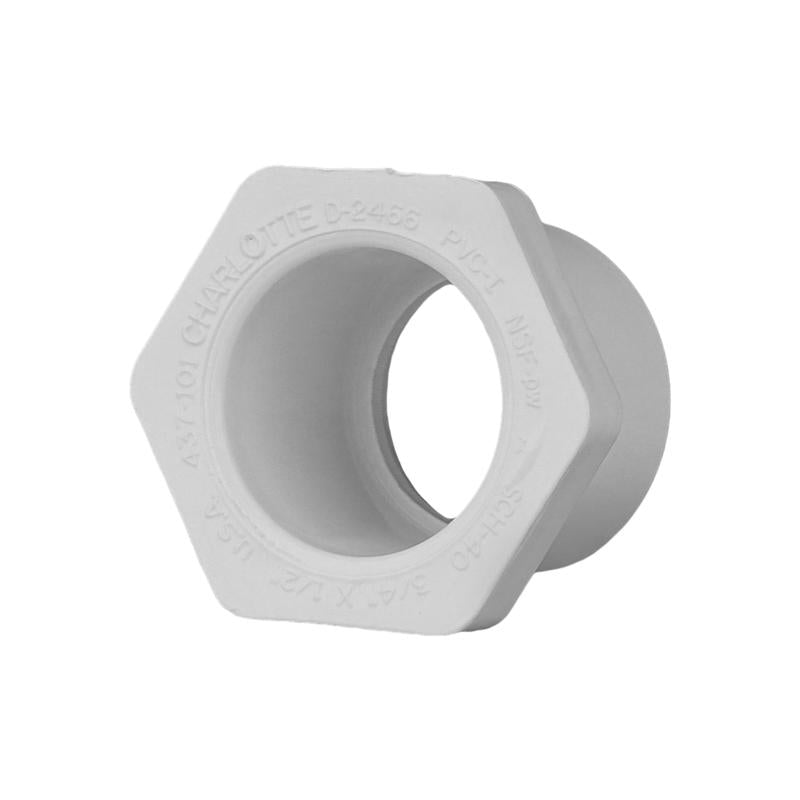 Charlotte Pipe Schedule 40 3/4 in. Spigot X 1/2 in. D Slip PVC Reducing Bushing 1 pk, Pack of 25