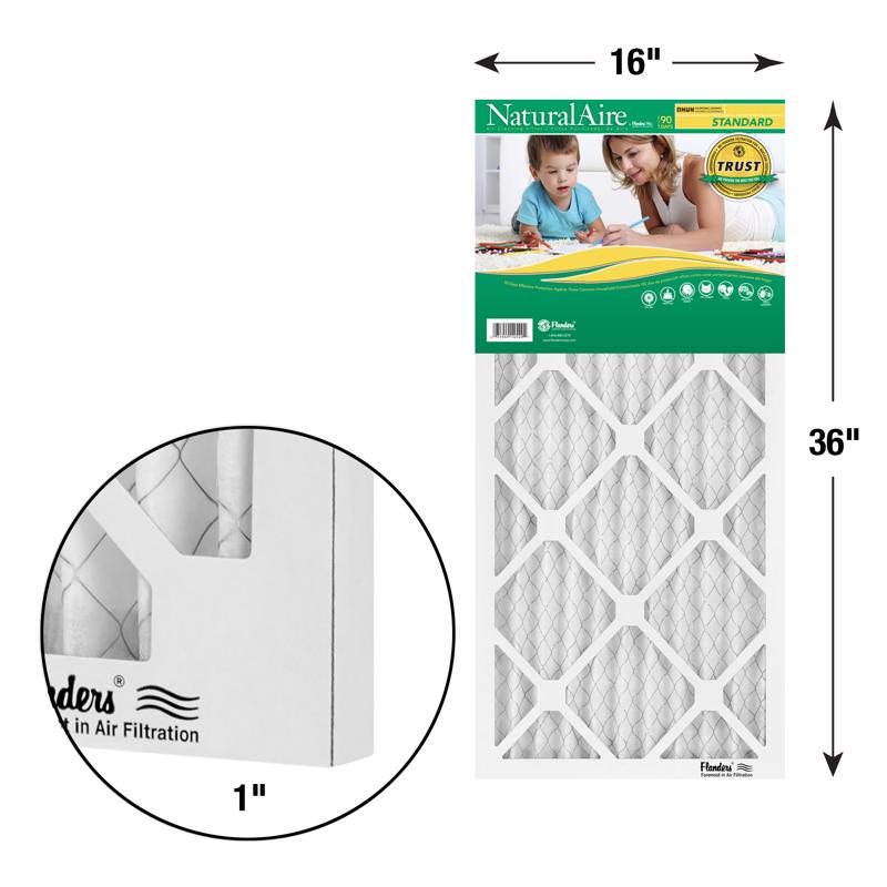 NaturalAire 16 in. W X 36 in. H X 1 in. Synthetic 8 MERV Pleated Air Filter 1 pk, Pack of 12
