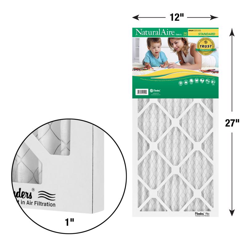 NaturalAire 12 in. W X 27 in. H X 1 in. Synthetic 8 MERV Pleated Air Filter 1 pk, Pack of 12