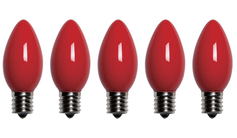 Santas Forest 25982 LED Filament Retro Replacement Bulb, Opaque, C9, Red