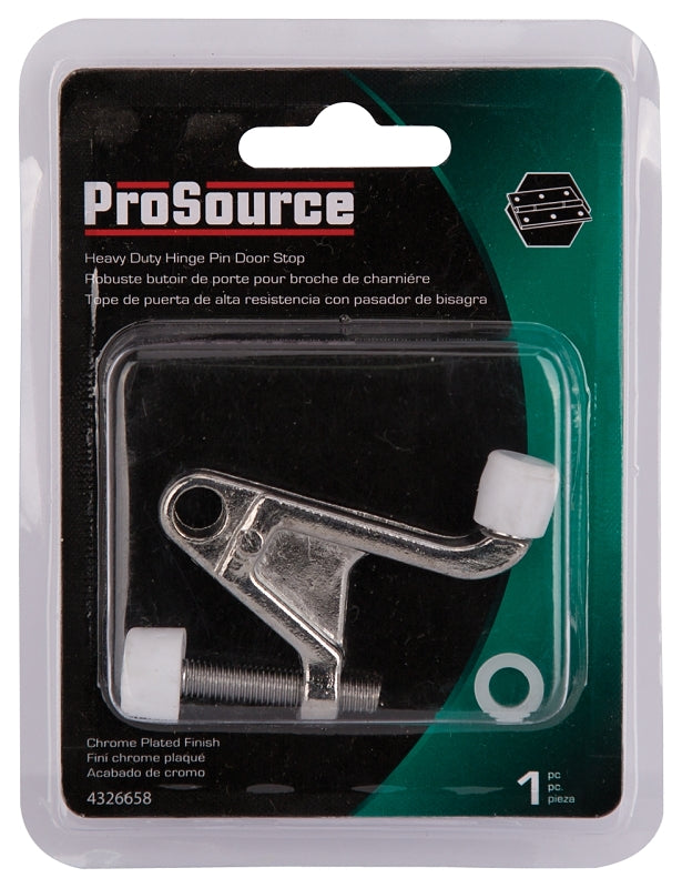 ProSource H20-B032C-PS Heavy-Duty Hinge Pin Door Stop, 2-3/4 in Projection, Die-Cast Zinc & Plastic, Chrome