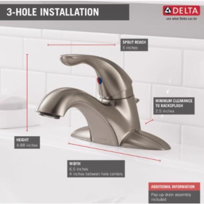 Delta Classic Stainless Steel Traditional Bathroom Faucet 4 in.