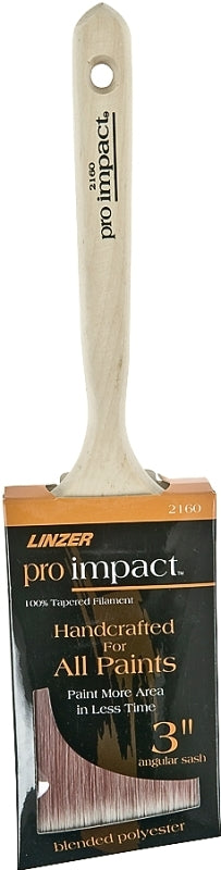 Linzer WC 2160-3 Paint Brush, Natural, Wood Handle, 3 in W, 3-1/4 in L Bristle, Polyester Bristle, Sash Handle