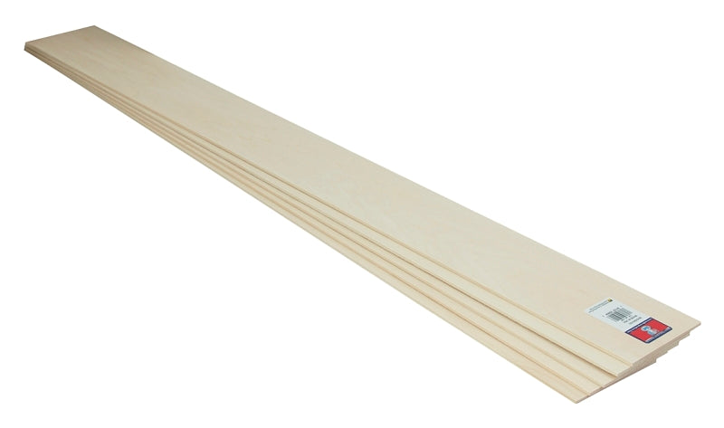Midwest Products 4002 Craft Wood Sheet, 36 in L, 3 in W, 1/16 in Thick, Basswood