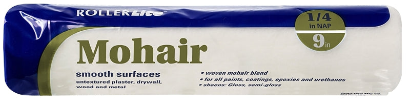 RollerLite 9MO025 Roller Cover, 1/4 in Thick Nap, 9 in L, Mohair Cover