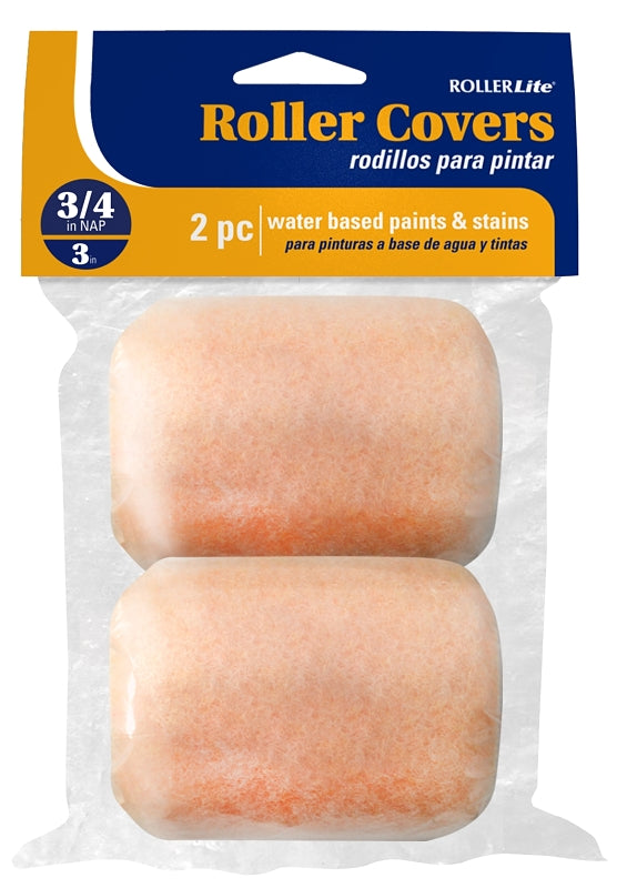 RollerLite All-Purpose 3AP075D Roller Cover, 3/4 in Thick Nap, 3 in L, Polyester Cover