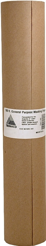 Trimaco 12915 Masking Paper, 180 ft L, 15 in W, Paper Backing, Brown