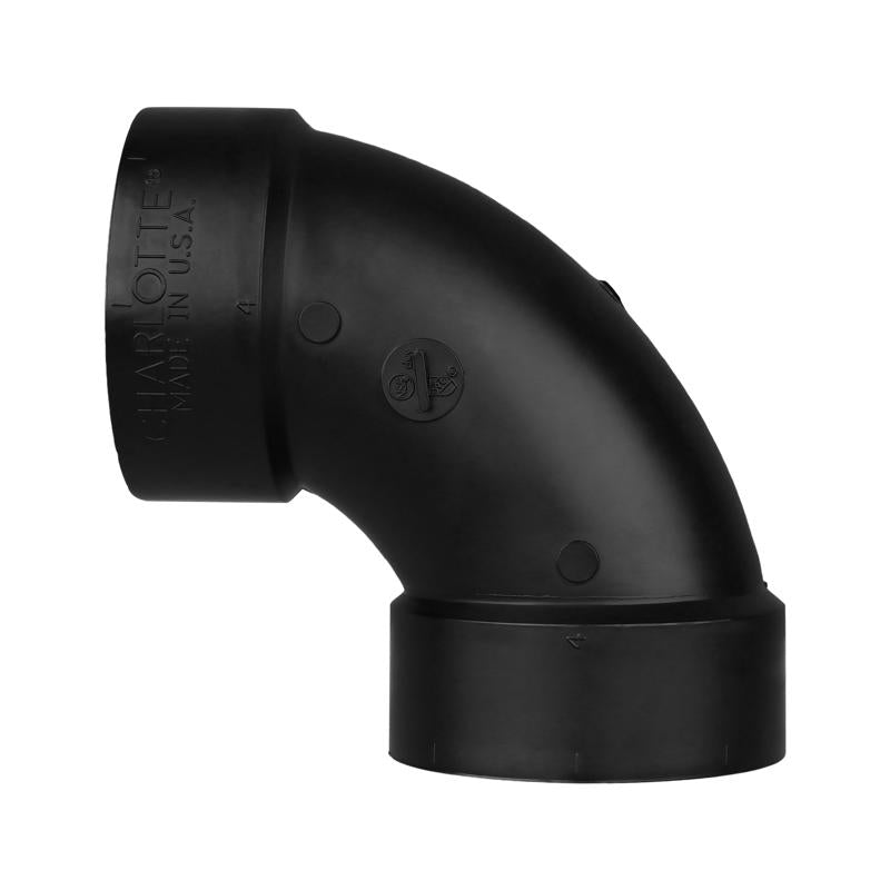 Charlotte Pipe 4 in. Hub X 4 in. D Hub ABS 90 Degree Elbow