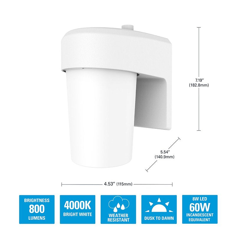 Halo FE Series FE08A40FDW Wall Sconce, 120 V, 7.9 W, LED Lamp, 977 Lumens, 4000 K Color Temp, Polycarbonate Fixture