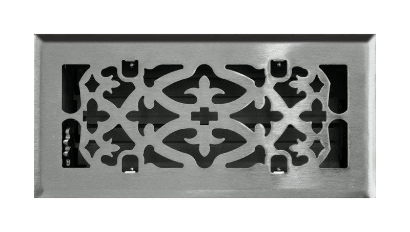 Tru Aire 4 in. H X 10 in. W 1-Way Satin Silver Steel Floor Diffuser