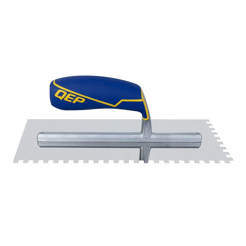 QEP 49915-12 Trowel, 11 in L, 4-1/2 in W, Square Notch, Contoured, Cushioned Grip Handle