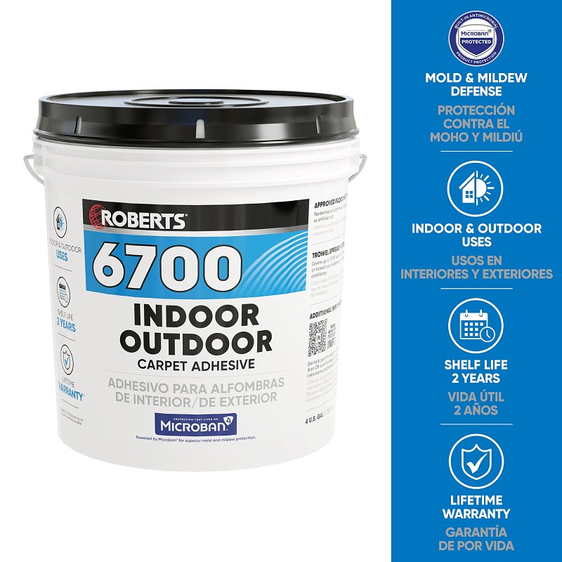 Roberts 6700-4 Carpet Adhesive, Cream, 4 gal, Pail