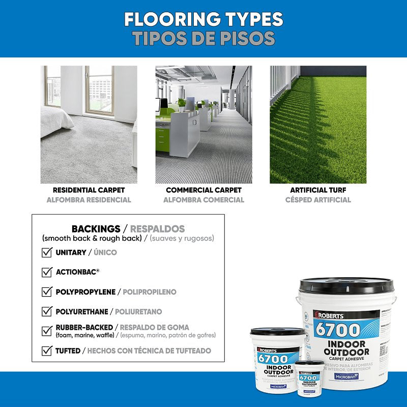 Roberts 6700-4 Carpet Adhesive, Cream, 4 gal, Pail