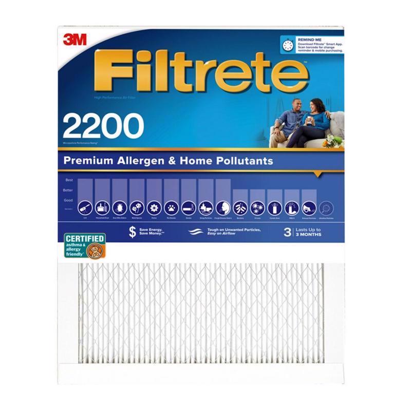 Filtrete 16 in. W X 25 in. H X 1 in. Polypropylene 2200 MPR Pleated Allergen Air Filter 1 pk, Pack of 4