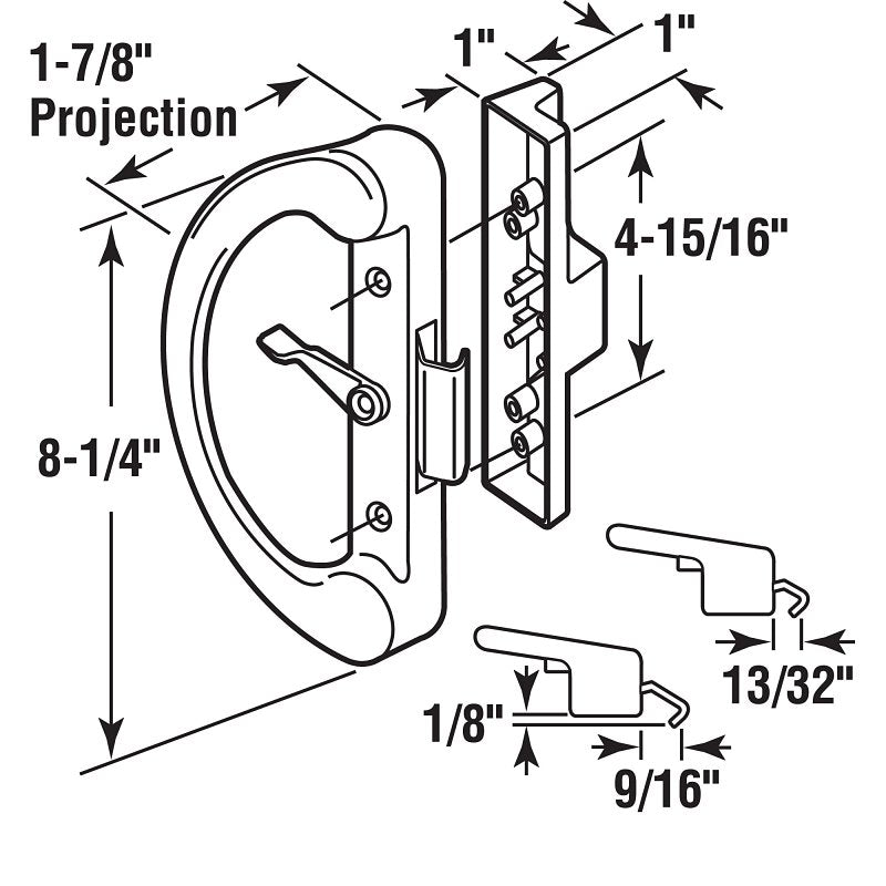 Prime-Line C 1222 Handleset, Aluminum/Wood