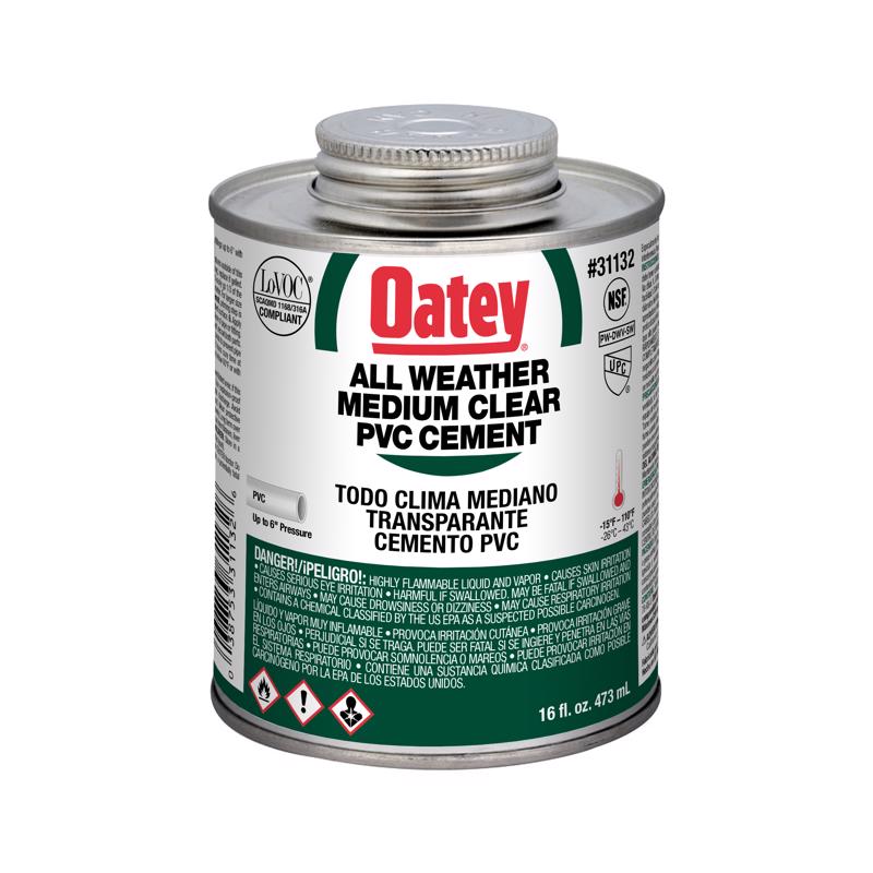Oatey All Weather Clear Cement For PVC 16 oz
