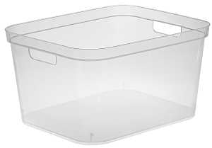 Sterilite 13268606 Tall Storage Bin, 26 qt Capacity, Polypropylene, Clear, 15 in L, 12-1/4 in W, 8-1/4 in H