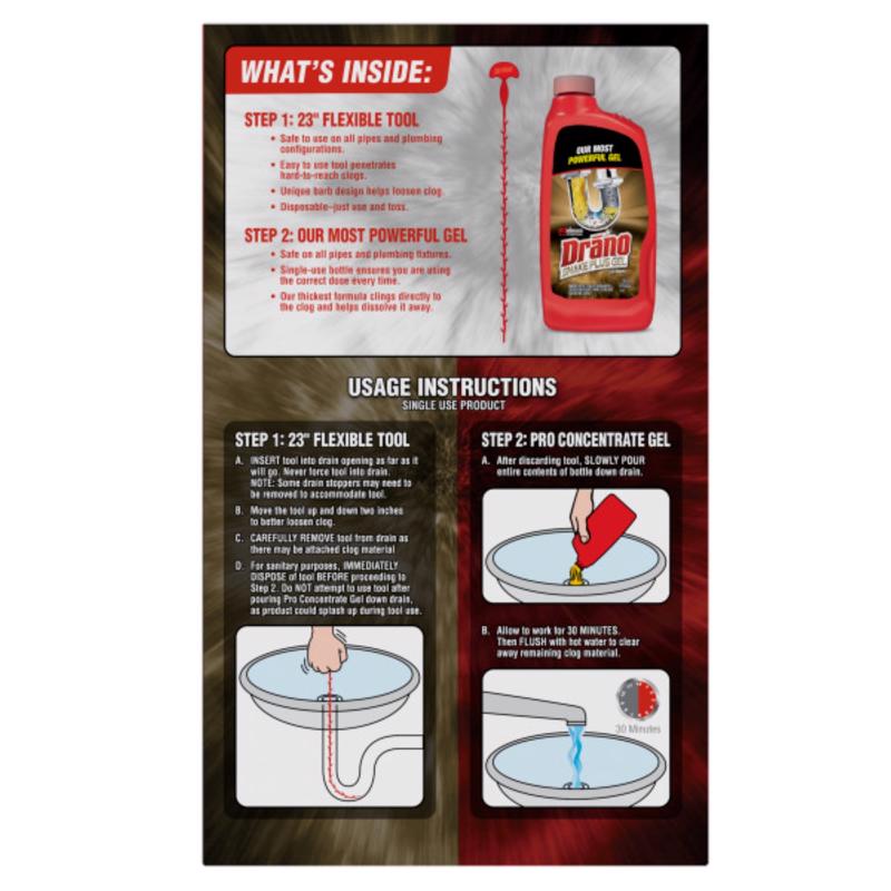 Drano Snake Plus Gel Drain Cleaning Kit 16 oz, Pack of 6
