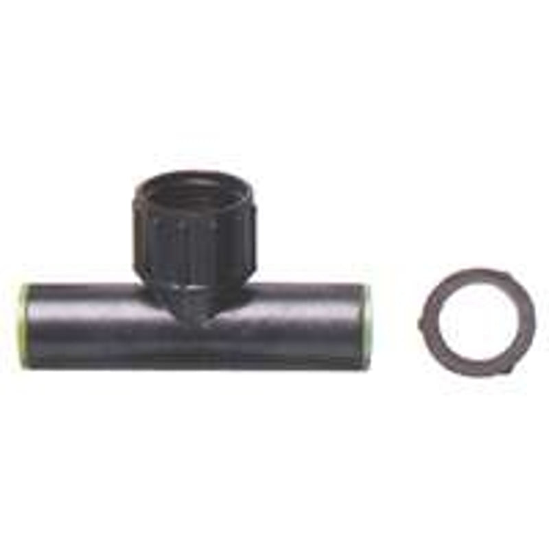 Raindrip R333CT Swivel Tee, 3/4 x 1/2 in Connection, FPT x Compression, Plastic, Black/Green
