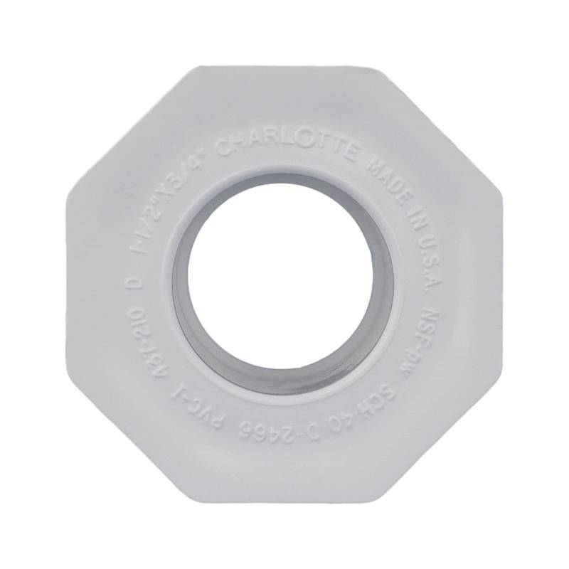 Charlotte Pipe Schedule 40 1-1/2 in. Spigot X 3/4 in. D Slip PVC Reducing Bushing 1 pk