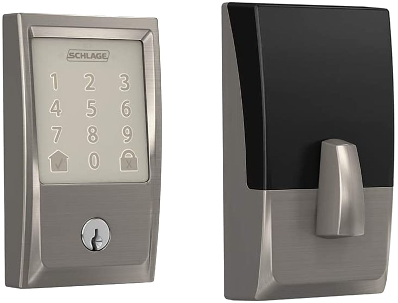 Schlage BE Series BE489WBV CEN 619 Electronic Deadbolt, Satin Nickel, Residential, 1 Grade, Metal