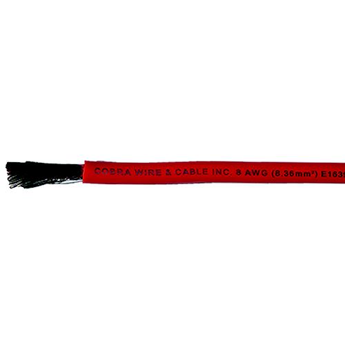 Cobra Wire A2008T01100FT Tinned Copper Battery Cable, 8 AWG, 100', Red